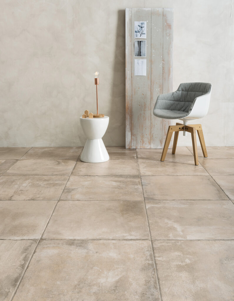 dettaglio struttura piastrella in gres effetto cotto color beige