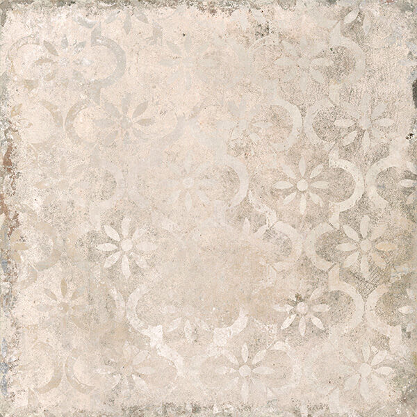 Carrelages en grès cérame aspect terre cuite pour sols et murs intérieurs et extérieurs, collection Ilcottotagina, ton clair avec décoration.