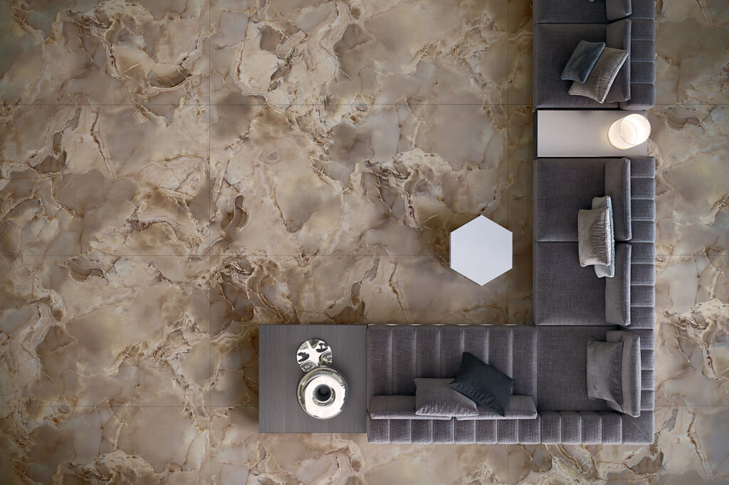 dettaglio struttura piastrella in gres effetto onice marrone