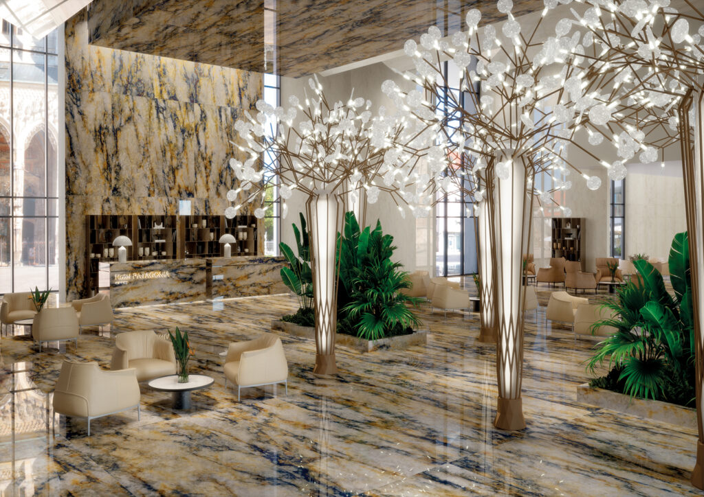 Piastrelle e pavimenti e rivestimenti in gres porcellanato effetto marmo. Una ceramica formato grande lastra 120x270 per progetti indoor.