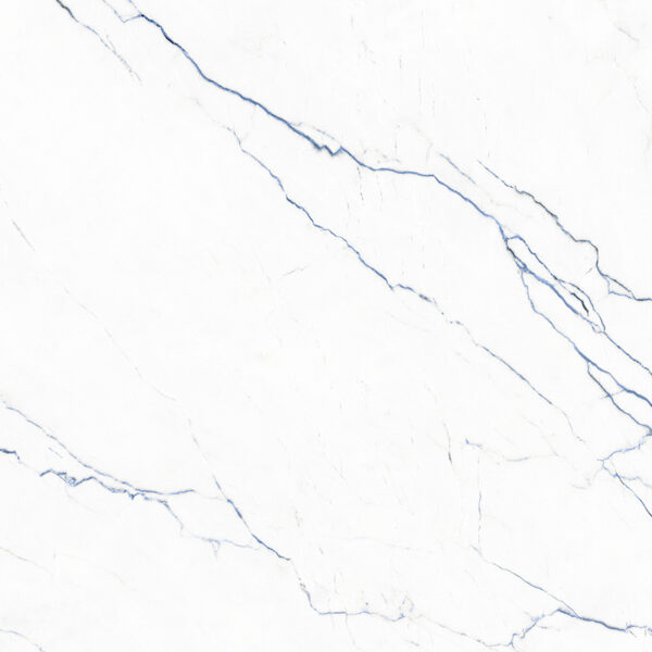 Piastrella in gres porcellanato effetto marmo, bianca con vene blu