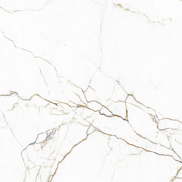 Piastrella in gres porcellanato effetto marmo, bianca con vene caramel