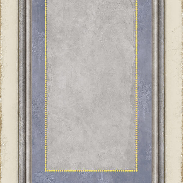 Decoro in gres porcellanato effetto boiserie, modello Dolce Vita, tonalità pastello con bordature dorate, grande formato 120x280 cm, ideale per rivestimenti pareti di lusso e progetti di design d'interni eleganti e sofisticati.